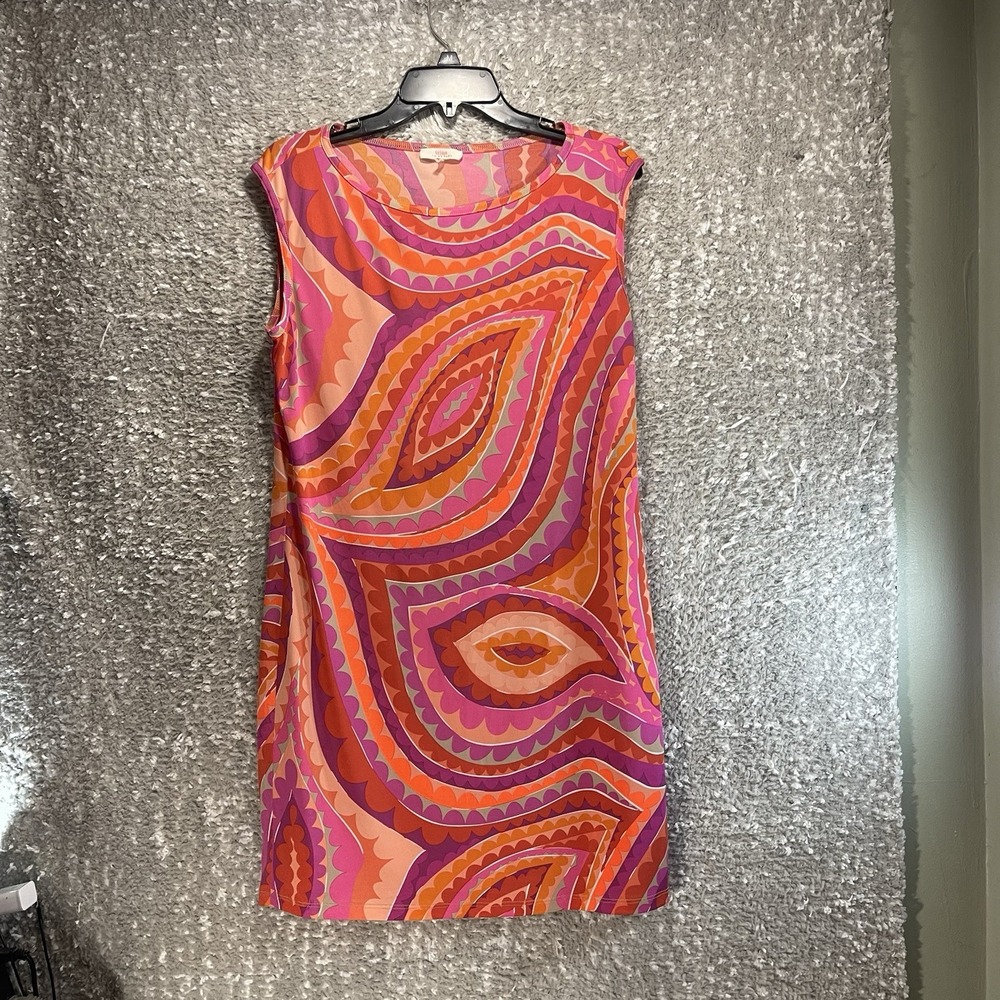 Trina Turk Womens Shift Dress M Artsy Vacation Colorful Lightweight Preppy Short